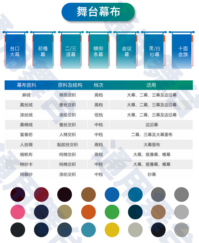裝飾炫麗舞臺，提升演出效果！通用舞臺教您一圖看懂舞臺阻燃幕布